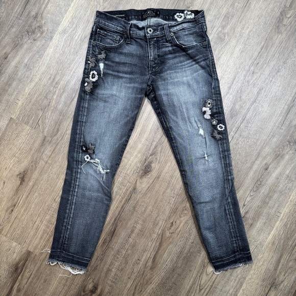 Lucky Brand Denim - Lucky Brand Sienna Slim Boyfriend Dar Gray Distressed Jeans - Size 0